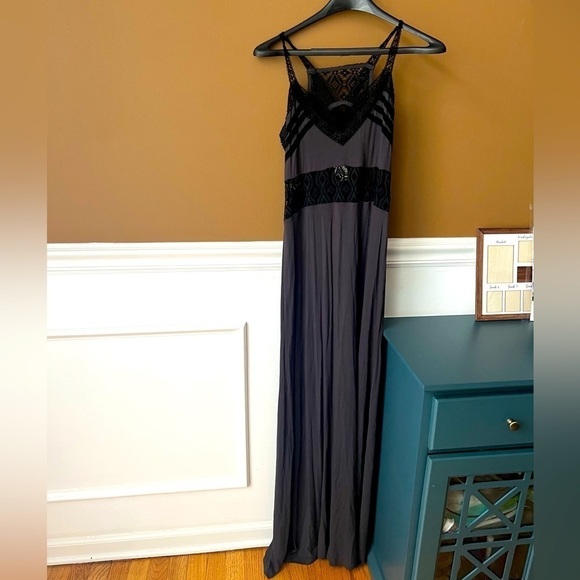 Vintage Havana Maxi Dress with Lace Accents, Lace Under Breast Size Small - Picture 1 of 5
